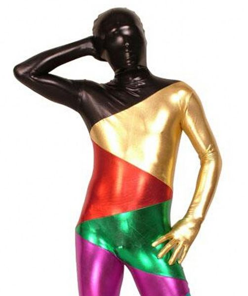 

color matching shiny metallic catsuit costumes lycar spandex zentai bodysuit party club stage costumes jumpsuit, Black
