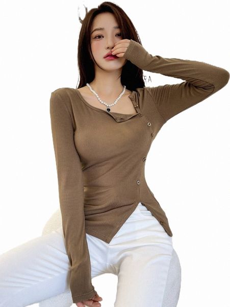 

women's t-shirt dazy button front ribbed knit tee x2jg#, White