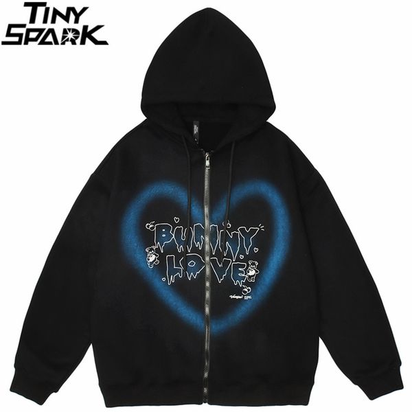 

mens jackets hip hop streetwear hooded jacket men graffiti heart letter bear print jacket coat autumn harajuku cotton jacket outwear 220906, Black;brown