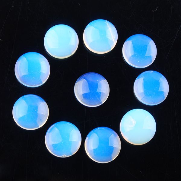 

natural loose gemstones opal 12mm round flat back cabochon cab no drill hole for diy jewelry making finding wholesale u3263, Black