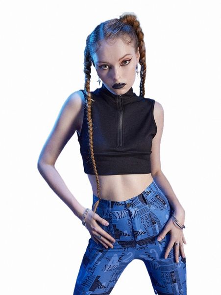 

women's tanks & camis romwe cyber luvr solid zip up ribbed tank d6db#, White