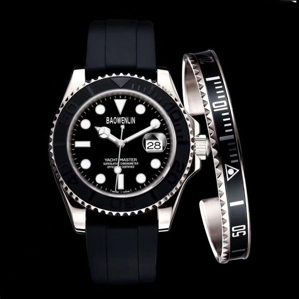 

watch ym 42 mm rubber belt resistance diving crime dial 2813 nautical style automatic luxury watches men wristwatches iced out mon307s, Slivery;brown