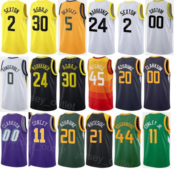 

screen print basketball malik beasley jersey jarred vanderbilt walker kessler rudy gay hassan whiteside collin sexton lauri markkanen ochai, Black;red