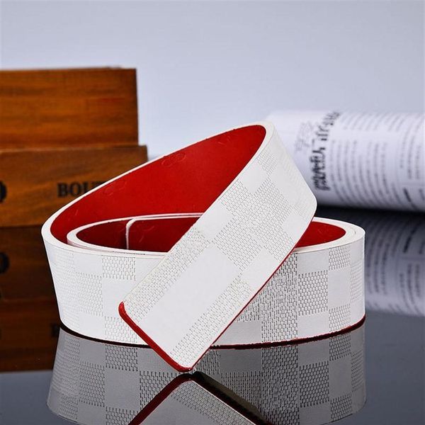 

2021 double sided white red orange mens belts with alloy v buckle belt for men ceinture genuine leather waistband206t265w, Black;brown