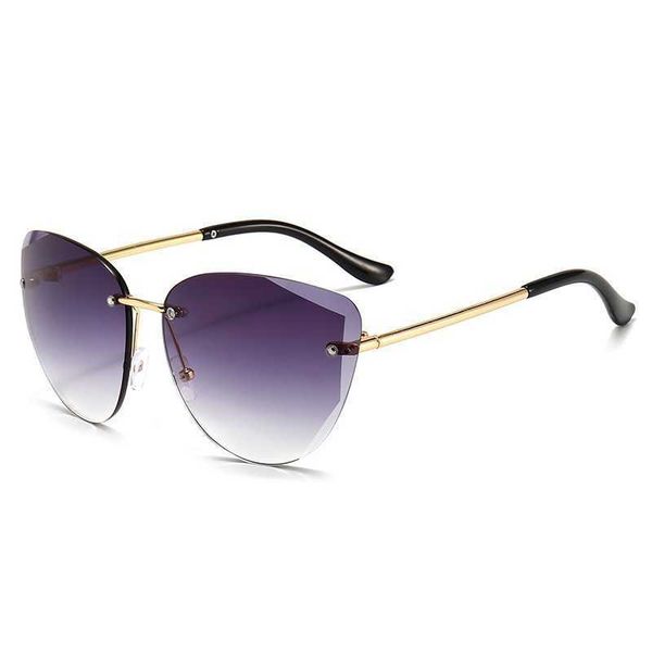 

2022 sunglasses women s frameless cutting edge uv glasses cat eye ins, White;black