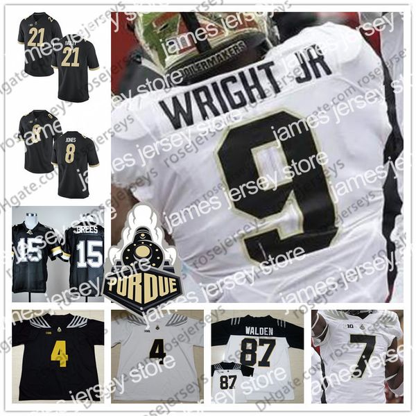 

american college football wear 2019 purdue boilermakers #3 david bell 13 jack plummer 22 king doerue 87 payne durham 89 brycen hopkins 16 ai, Black