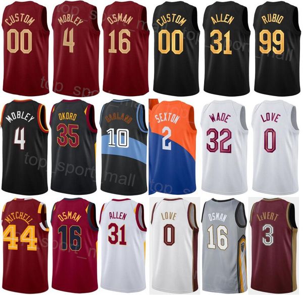 

screen print man kids basketball kevin love jersey 0 isaac okoro 35 robin lopez 33 caris levert 3 raul neto 19 dean wade 32 city statement e, Black;red
