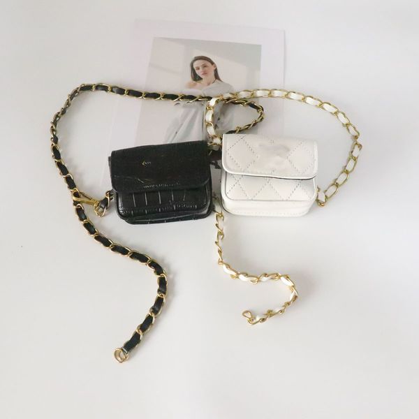 

luxury old kids letter waist purse ins big girls pu leather metal belt bags lady style bust messenger bag a9069, White