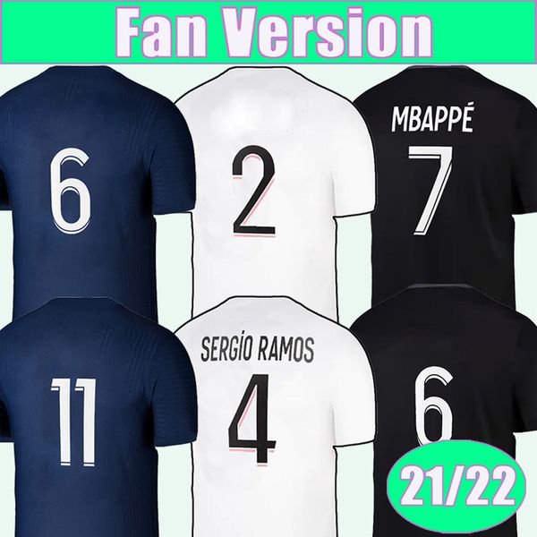 

21 22 kimpembe marquinhos mens soccer jerseys saint germain verratti mbappe n.mendes home dark blue home 3rd football shirt short sleeve, Black;yellow
