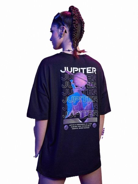 

women's t-shirt romwe cyber luvr letter graphic tee g5cw#, White
