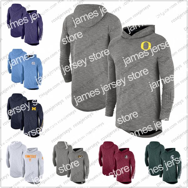 

outdoor jackets hoodies men's oregon ducks tcu horned frogs 2019 sideline long sleeve hooded performance heather gray purple size s-3xl, Blue;black