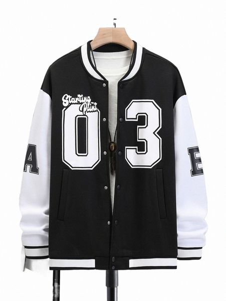 

men's jackets men letter graphic two tone varsity jacket b1xd#, Black;brown