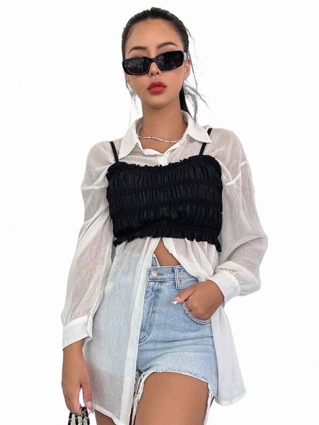 

women's tanks & camis dazy 1pc frill trim shirred crop cami b3sv#, White