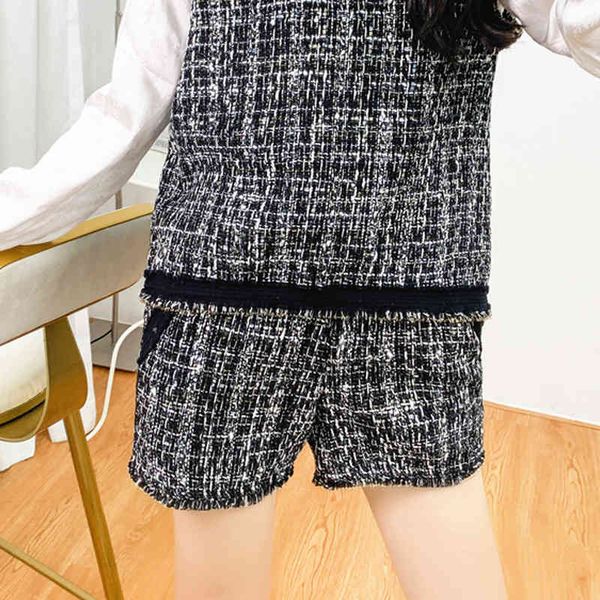 

women's pants capris fadan autumn winter tweed diagonal pocket shorts, Black;white