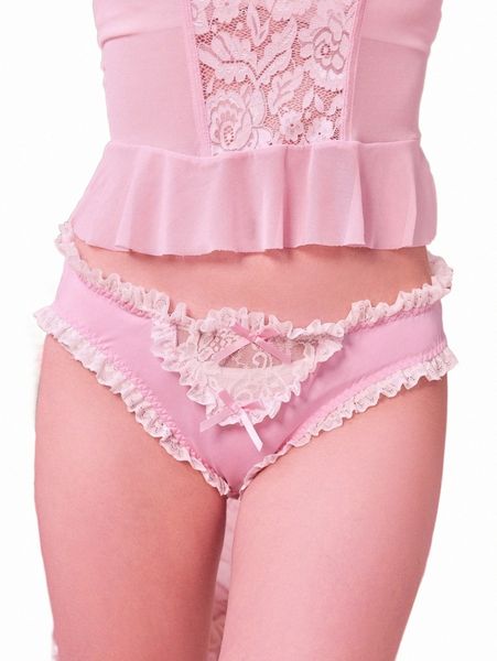 

women's sleepwear romwe kawaii contrast lace bow decor panty x7hb#, Black;red