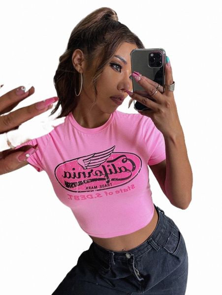 

women's t-shirt letter graphic crop tee 2022 new u57j#, White