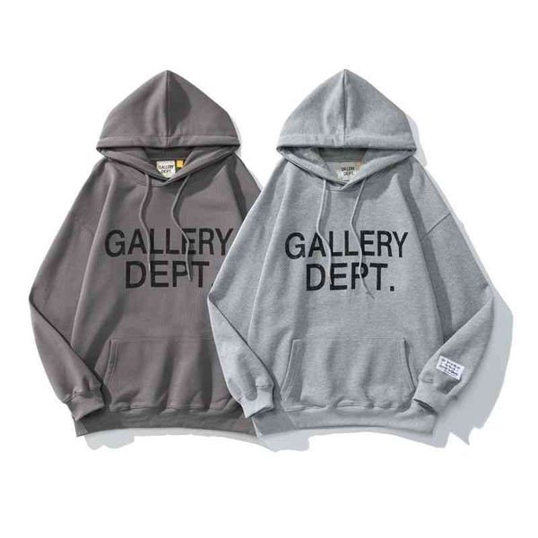 

trendy couples gallerydepts hoodies classic niche fashion print high gram heavy cotton terry hoodie sweater men women, Black