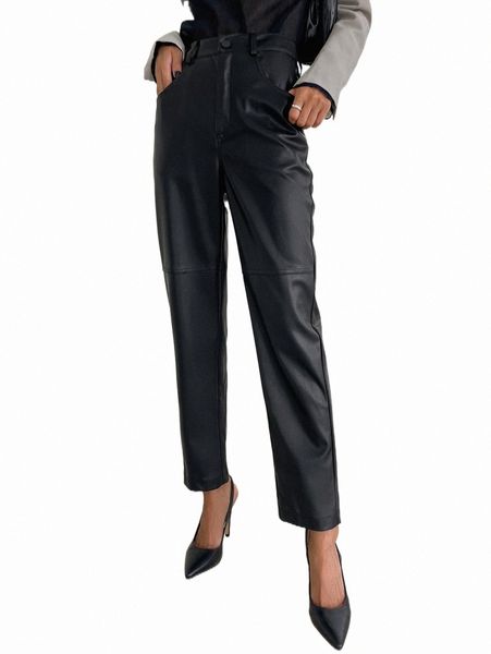 

women's pants & capris dazy high waist pu leather pants o09s#, Black;white