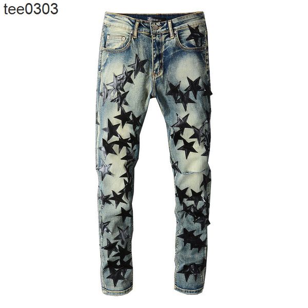 

amirs 694 jeans star trend jeans for young men high craft elastic slim pants, Blue