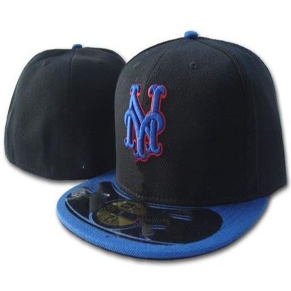 

mets fitted hats baseball caps flat peak hip hop houston cap men women full closed gorra 20212835, Blue;gray