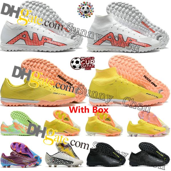 

football boots soccer shoes sports cleats mercurial vapores 15 2022 world cup wholesale low price with box cr7 cristiano ronaldo academy mg