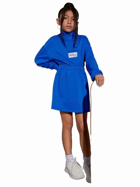 

others apparel girls letter patched detail half zip sweatshirt dress l0h0#, Black;white