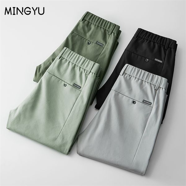 

mens pants spring summer pants mens stretch korean casual slim fit elastic waist business classic trousers male black gray 2838 220906