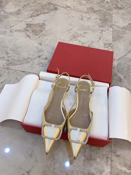 

sandals designer dress shoes fashion high heels party dating annual meeting imported sheepskin toe stitching patent leather sandals with box, Black