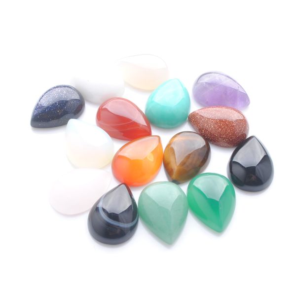 

natural gemstones teardrop 13x18mm cabochon no hole loose beads for diy jewelry making earrings bracelets necklace rings accessories bu332, Black