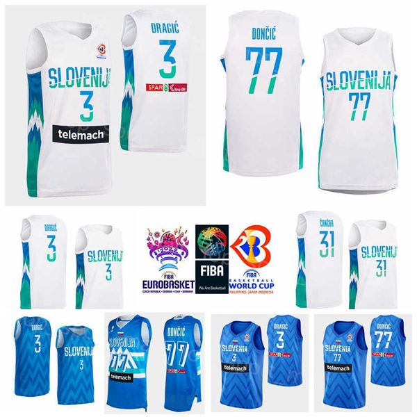 

printed national team basketball slovenia jersey 2022 eurobasket 31 vlatko cancar 27 ziga dimec 4 ziga samar 5 luka rupnik 6 aleksej nikolic, Black