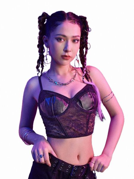 

women's sleepwear romwe cyber luvr contrast lace underwire bra 068f#, Black;red