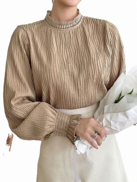 

women's blouses & shirts dazy mock neck flounce sleeve keyhole back blouse t16z#, White