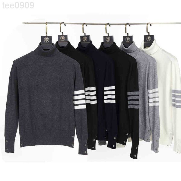 

hoodies high neck sweater four bar wool same british style backing, Black