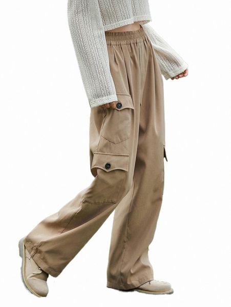 

women's pants & capris dazy solid flap pocket pants o51e#, Black;white