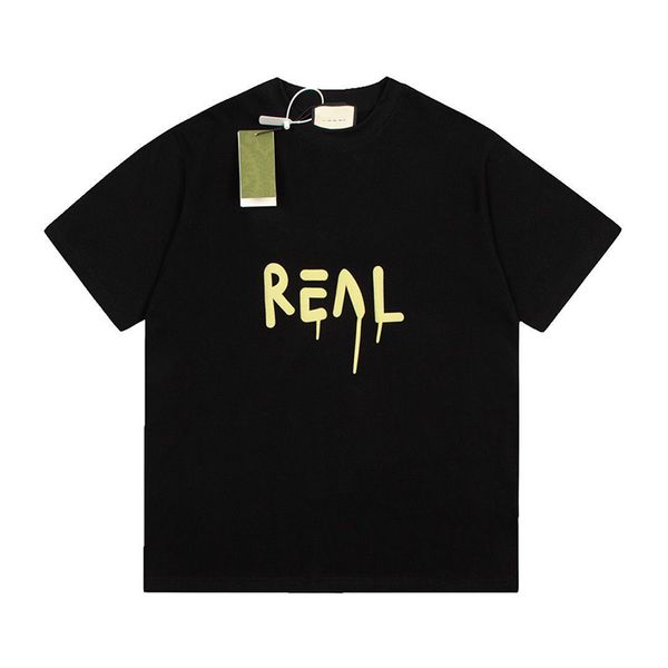 

2022 men and women real tee printing short sleeve summer crew neck high version shirt itlay design, White;black