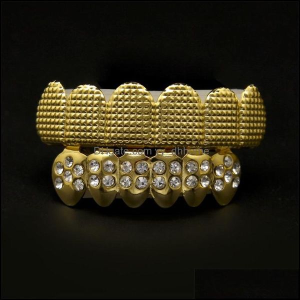 

grillz dental grills 18k gold teeth braces punk hip hop mticolor diamond custom grillz dental mouth fang grills tooth cap v yydhhome dhpx7, Black
