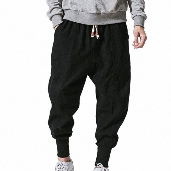

men's pants men's pants casual harem men summer trousers all match elastic waist baggy drawstring n32b#, Black