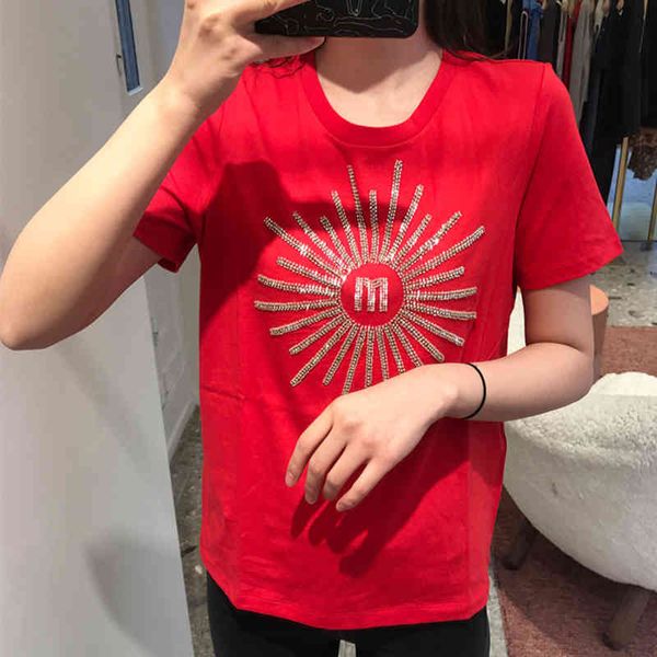 

women's t-shirt fadan 's spring and summer women's wear national year red short sleeve t-shirt mfpts00415, White