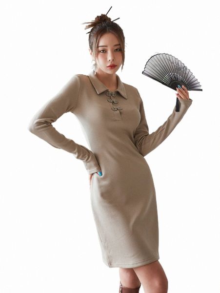 

casual dresses dazy half button placket rib knit dress 223i#, Black;gray