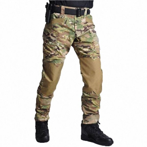 

men's pants camo waterproof tactical pants men loose multi-pocket wear resistant cargo trousers mens camouflage combat army pant ropa h, Black