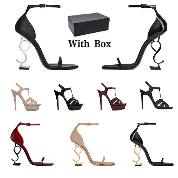 

23s famous design opyum sandals shoes buckle-fastening ankle strap metal letters heel leather sole cassandra lady exquisite pumps discount f, Black