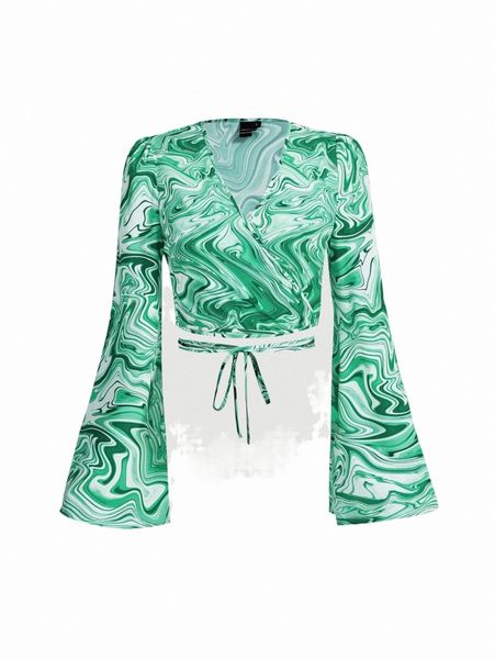 

women's blouses & shirts mod marble print tie back blouse h1yr#, White