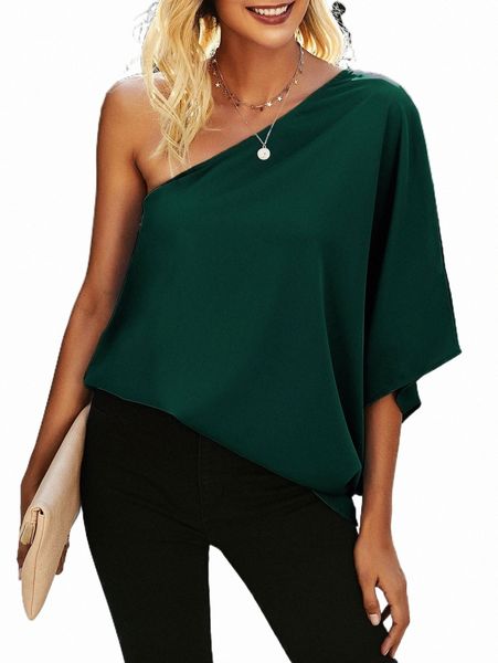 

women's blouses & shirts one shoulder solid blouse v5jq#, White