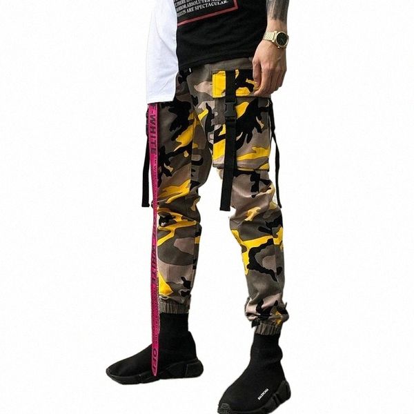 

men's pants european style camouflage military tactical pants casual all-match trend trousers hip-hop men's streetwear tights 64ul, Black