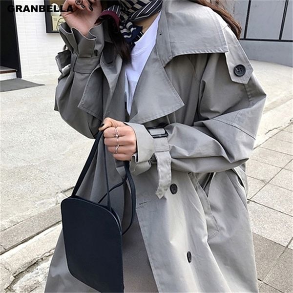 

women's trench coats korean design militay style double breasted trench coats warm long fall overcoats windbreaker 220906, Tan;black