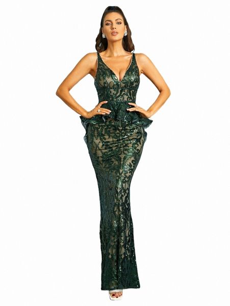 

casual dresses missord plunging neck sequins prom dress 09a3#, Black;gray