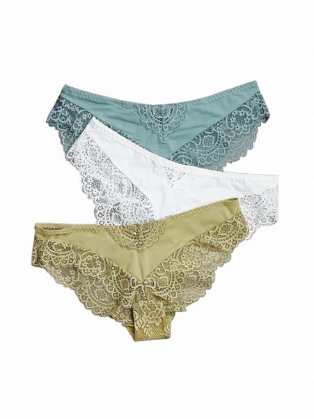

women's sleepwear 3pack contrast lace panty set z0qt#, Black;red