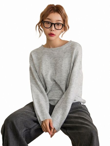 

women's sweaters dazy drop shoulder pointelle knit sweater p64l#, White;black