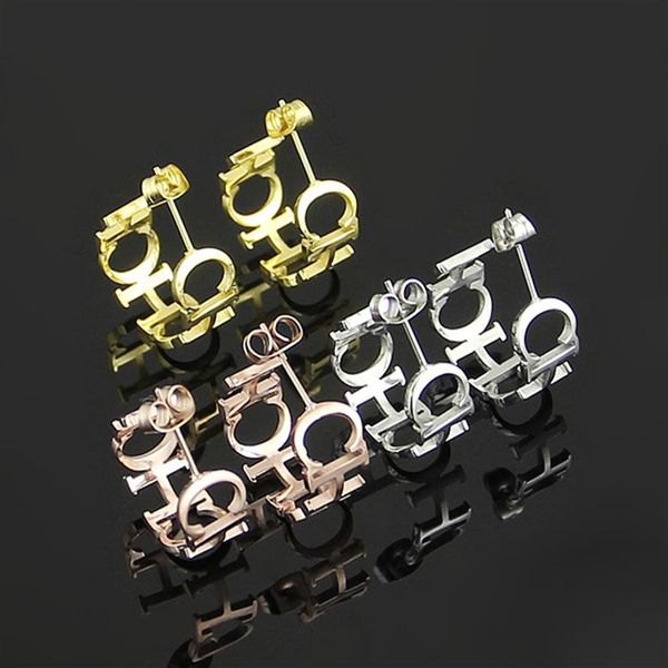 

2017 fashion new hollow ch letter stud earrings symbol friendship & love lady earrings 18k rose gold ch earrings jewelry gift251t, Golden;silver