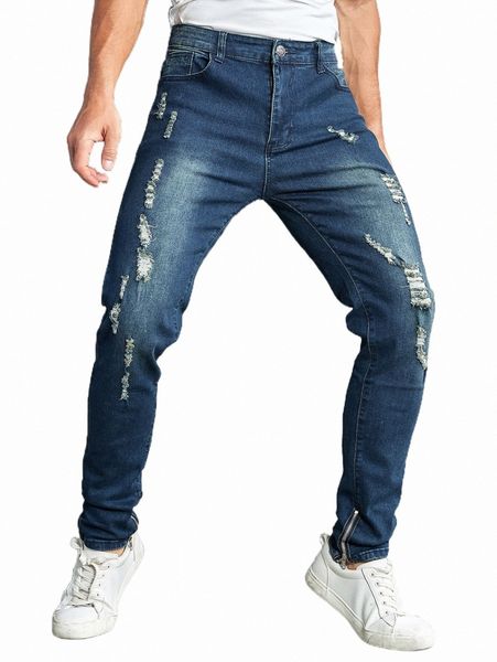

men's jeans men slant pocket ripped jeans 2022 new t5gw#, Blue